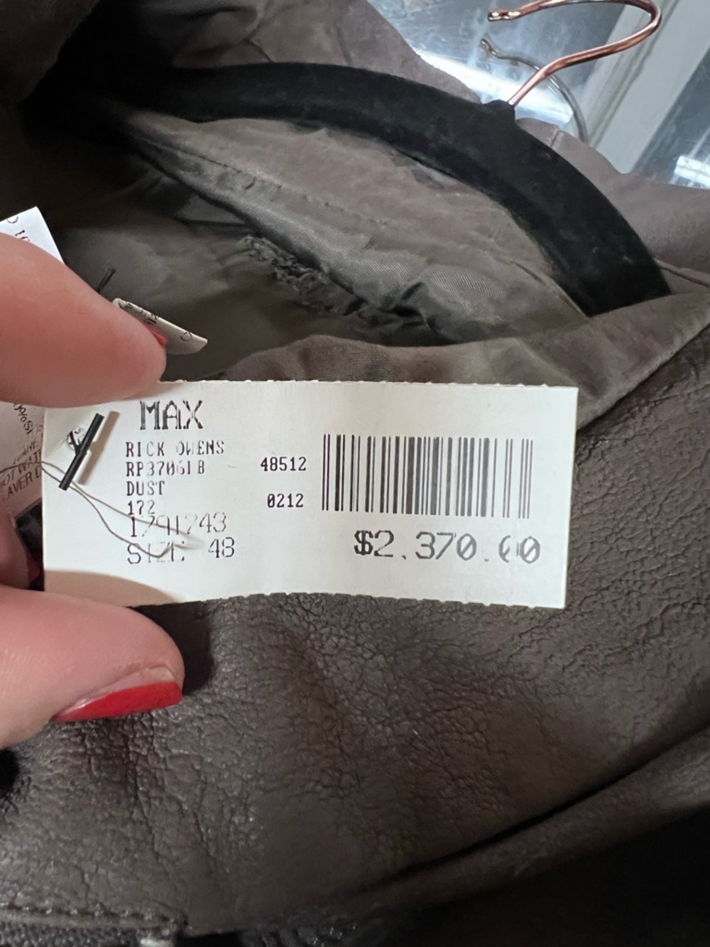 RICK OWENS Max-Style Lamb Leather Distressed Leather Moto Jacket in Dust, 48/14 - Picture 14 of 16